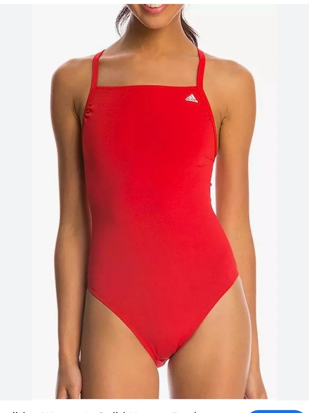 adidas Red Open-Back classic baywatch One-Piece sporty 90’s vacation Swimsuit